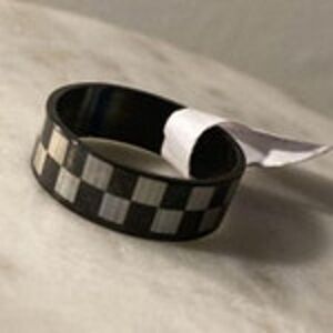 NEW Unisex Ring Black And Silver Racing Checkered Chess Checkered Flag Size 7